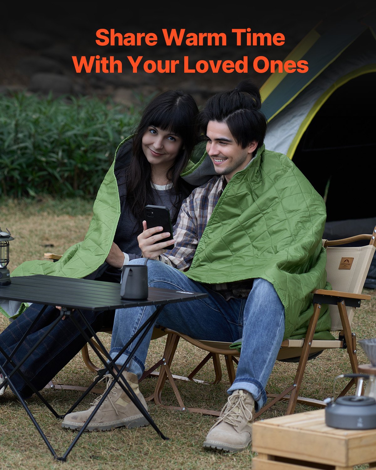 Campingfilt 2,08 m x 1,4 m (82" x 55") Varm stadionfilt 330 gsm Utomhus Resor