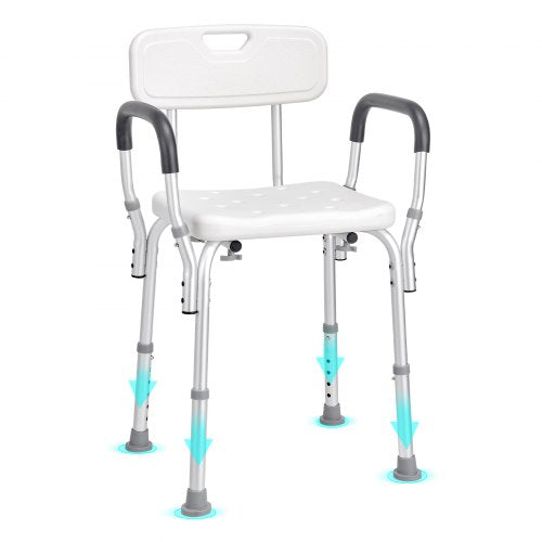 Duschstol, duschsits med ryggstöd, justerbar duschpall, duschstol för inuti duschbadkar, halkfri badrumsbänk för äldre, funktionshindrade, kapacitet 158,8 kg
