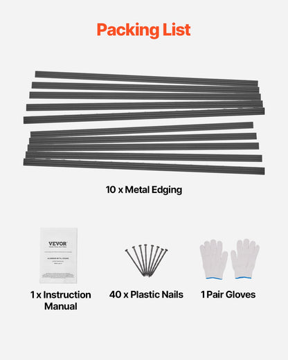 Metallkantlist, 10-pack 60 tum rostbeständig aluminiumlegering landskapskantlist, böjbar trädgårdskant, kraftig gräsmatta kantstaket för blomsterrabatt, trädgårdsgång