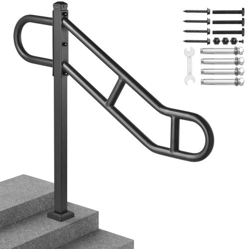 Ledstång med enkel stolpe för utomhusbruk, 1–3 steg, 102,9 cm, golvmonterad