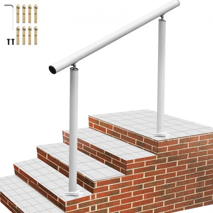 Handrail Outdoor Stairs, 4ft, 34 Inch Outdoor Handrail White Outdoor Stair Railing Adjustable from 0 to 60 Degrees Handrail for Stairs Outdoor White Aluminum Stair Railing for Garden