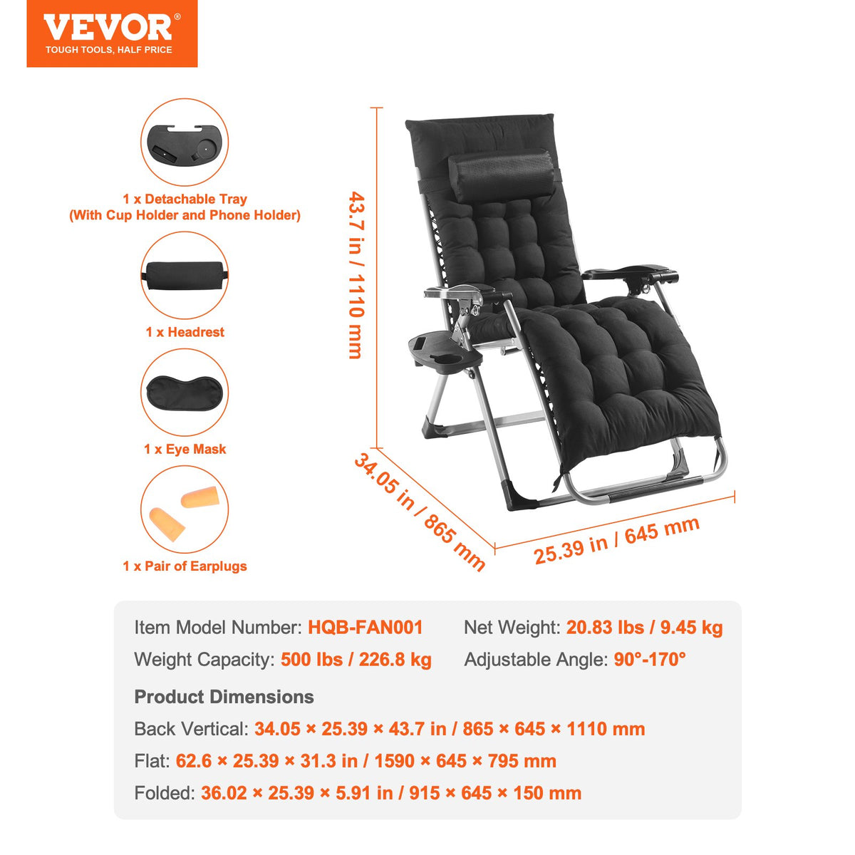 Zero Gravity-fåtölj 66 cm Zero Gravity-fåtölj för inomhusbruk och utomhusbruk