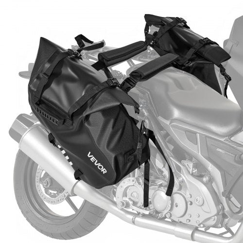 Motorcykelsadelväskor, 28 L (14 L x 2) Stor kapacitet Sidosadelväskor Kompatibla med de flesta motorcyklar, Vattentät Utomhussport Motorcykel Bagageförvaring Axelväska med Bottenrem, Svart