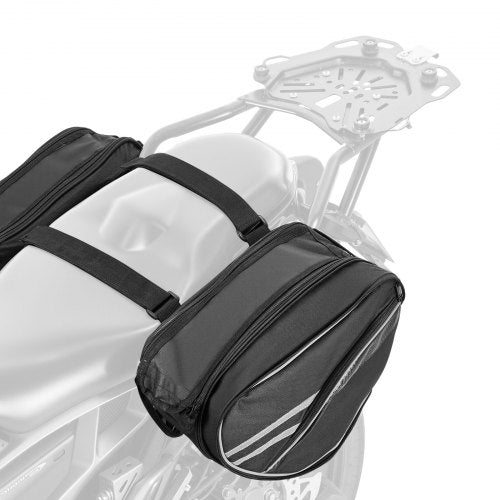 Motorcycle Saddlebag, 30 L (15 L x 2) Large Capacity Side Saddle Bag with Waterproof Rain Cover and Straps, Compatible with Most Motorcycles, Outdoor Sports Motorbike Luggage Storage Bag, Black