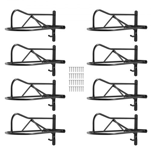 Wall Mount Saddle Rack, 27.3 x 16.3 x 12.5 in, 8 Packs Horse Saddle Rack with Pad Bar, Portable Saddle Stand for English & Western Saddle, Horse Tack Storage for Equestrian Garden, Black