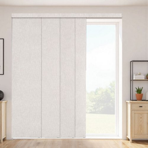 Panelgardiner, utdragbara skenor från 116 cm till 218 cm B, trimbara panelgardiner upp till 243 cm H, vertikala mörkläggningsgardiner för skjutdörrar, altandörrar, rumsavdelare, ljusgrå