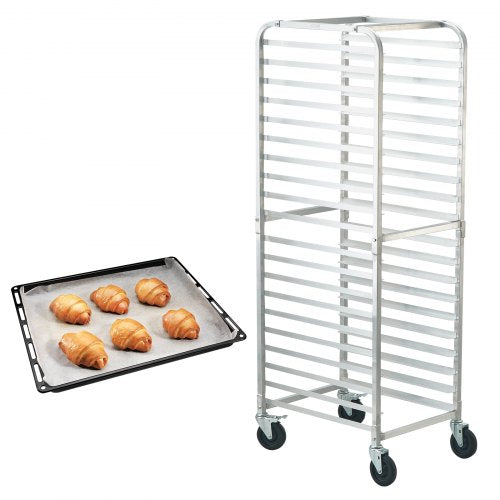 Bullformställ, 20-våningars bageristativ med bromshjul, aluminiumvagn för förvaring av halva och hela ark, snabbställ för kök, brödbakningsutrustning, 66 x 51,8 x 177,8 cm