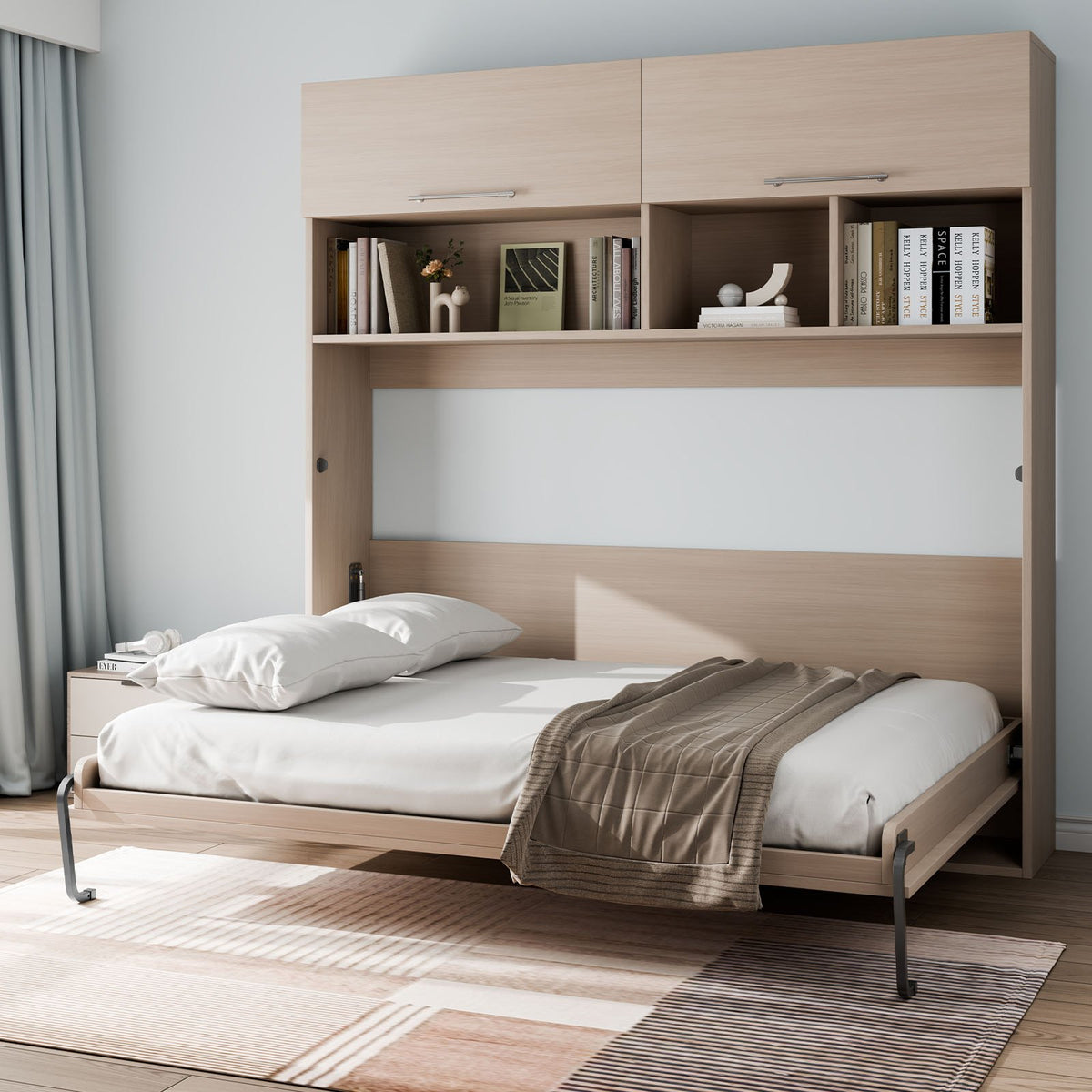 Murphy-sängkit, queen size, lyxig gör-det-själv-väggsäng, mekanisk hårdvara, pneumatisk spak, kraftig sängramsstöd, fällbart skåp, väggsäng, platsbesparande design för gästrum, enkel att bygga