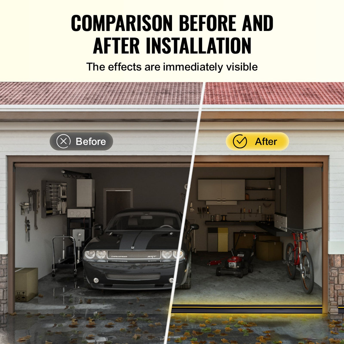 Tätningslist för garageportströskel, 6 meter universell tätningslist för garageportsgolv med självhäftande material, väderbeständig list för garageportsbotten, uppgraderad tjock PVC-tätningslist för hemmafixering, svart