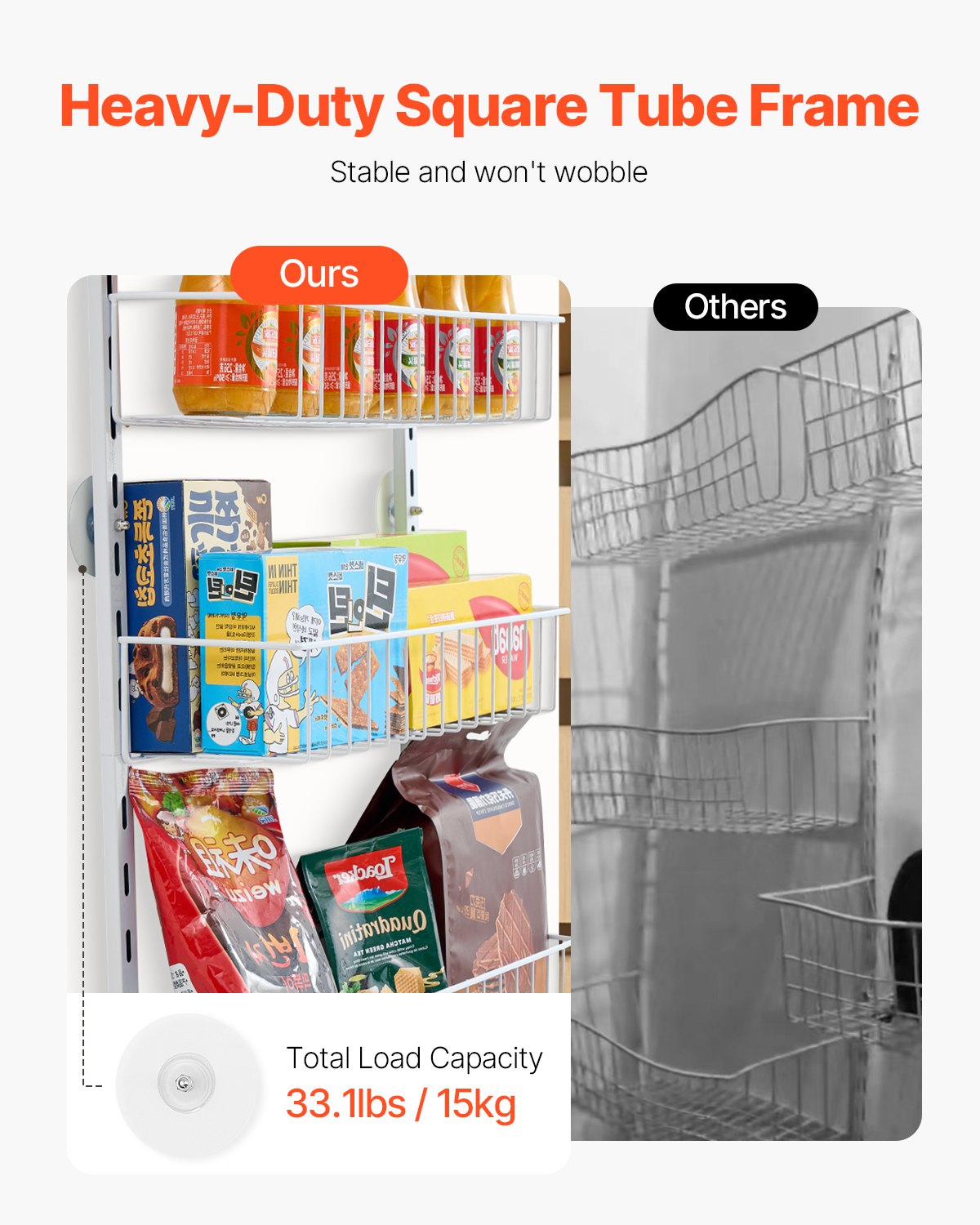 Over the Door Pantry Organizer, 10-Tier Pantry Organization and Storage, Heavy-Duty Steel Hanging Spice Rack, Adjustable Wall Seasoning Shelves, for Home Kitchen Laundry Room Bathroom, White