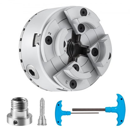 KP96 Lathe Chuck, 4-Jaw 9.5 cm Diameter, Metal Lathe Chuck Turning Machine Accessories, Self-centering Tool, for Lathe, Precision Machining, Grinding Machines, Milling Machines