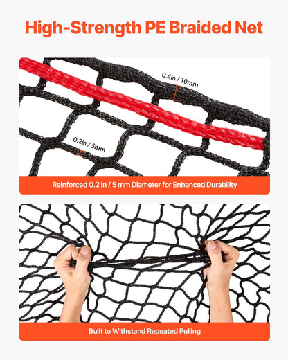 Round Bale Hay Net, 1.5 x 1.5 x 1.5 m, 38.1 x 38.1 mm Holes, PE Material, Knotless Design, with Zip Ties, Needle Shuttle, Repair Twine and Storage Bag, Slow Feeder Round Bale Net for Horses
