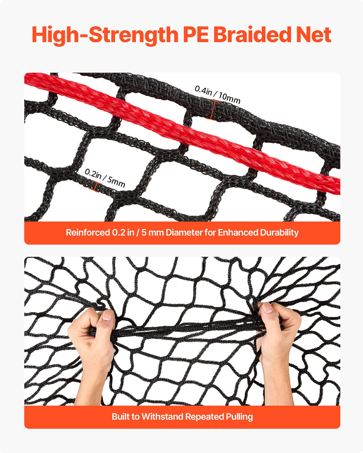 Round Bale Hay Net, 1.8 x 1.8 x 1.8 m, 38.1 x 38.1 mm Holes, PE Material, Knotless Design, with Zip Ties, Needle Shuttle, Repair Twine and Storage Bag, Slow Feeder Round Bale Net for Horses