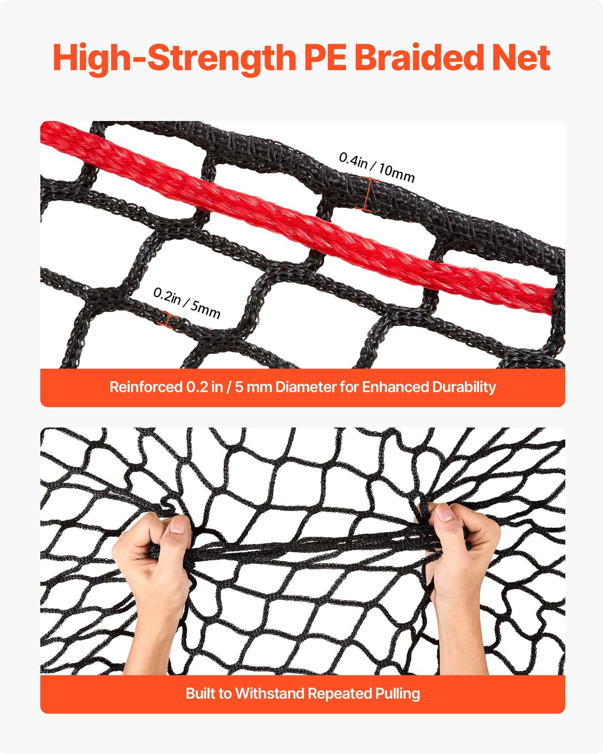 Round Bale Hay Net, 1.5 x 1.5 x 1.5 m, 42 x 42 mm Holes, PE Material, Knotless Design, with Self-Locking Zip Ties, Needle Shuttle, and Repair Twine, Slow Feeder Round Bale Net for Horses