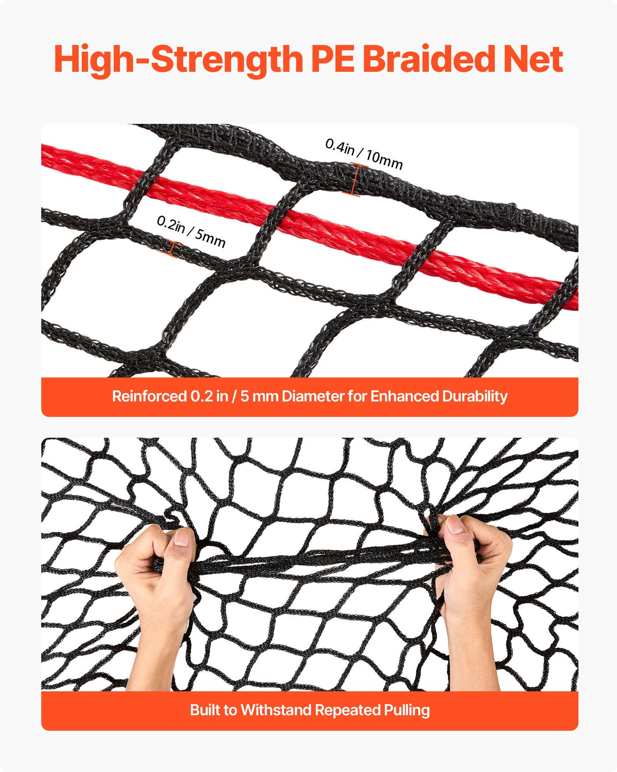 Round Bale Hay Net, 1.8 x 1.8 x 1.8 m, 42 x 42 mm Holes, PE Material, Knotless Design, with Zip Ties, Needle Shuttle, Repair Twine and Storage Bag, Slow Feeder Round Bale Net for Horses