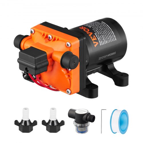 Vattenmembranpump, 13,25 liter, 55 PSI nominellt tryck (40-80 PSI justerbart), 12,7 mm MNPT självsugande sprutpump med tryckbrytare för husbil, husbil, marin, båt, gräsmatta, FCC-certifierad