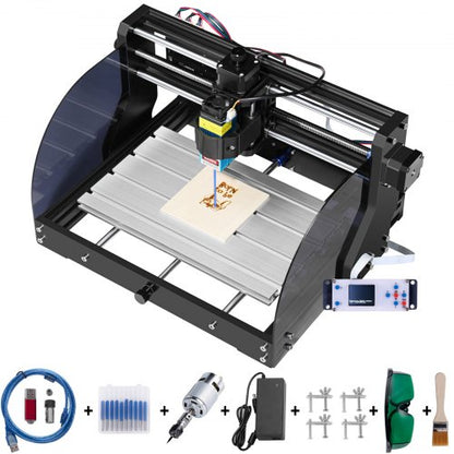 Graveringsmaskin 300×180×45 mm CNC-router CNC 3018 Pro 15W lasergravör GRBL-styrd 3-axlig lasergraveringsmaskin, med offline-styrenhet, för snidning av plast, akryl, PVC, trä