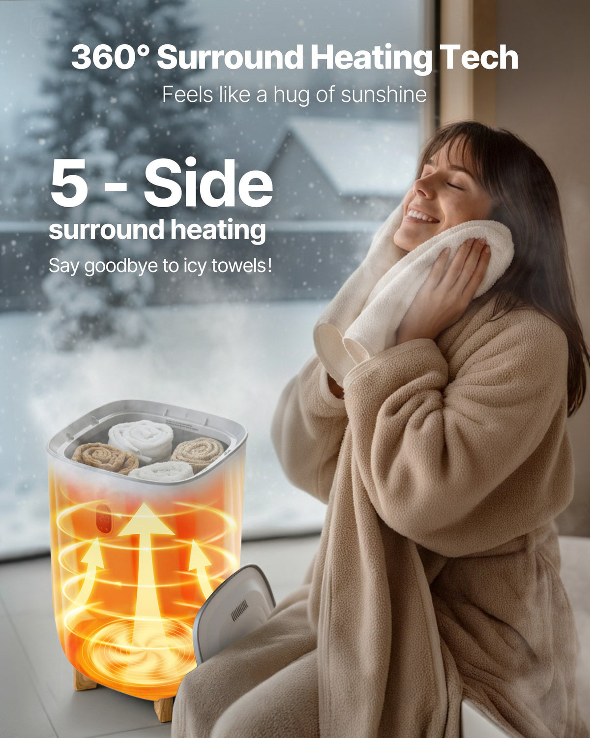 Towel Warmers for Bathroom, 35 L Towel Warmer Bucket, Towel Dryer with Auto Shut Off for Spa Fits up to 6 Oversized Bath Towels, Blankets, Clothes, Bathrobes, PJ's and More