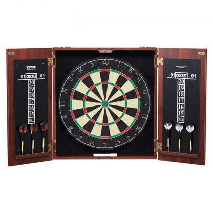 Darttavla och skåpset, färdigt att spela-paket Darttavlaskåp i officiell storlek, Stålspetsad darttavla med dolt skåp, Enkel montering, Komplett med alla tillbehör, Perfekt för cricketmatcher