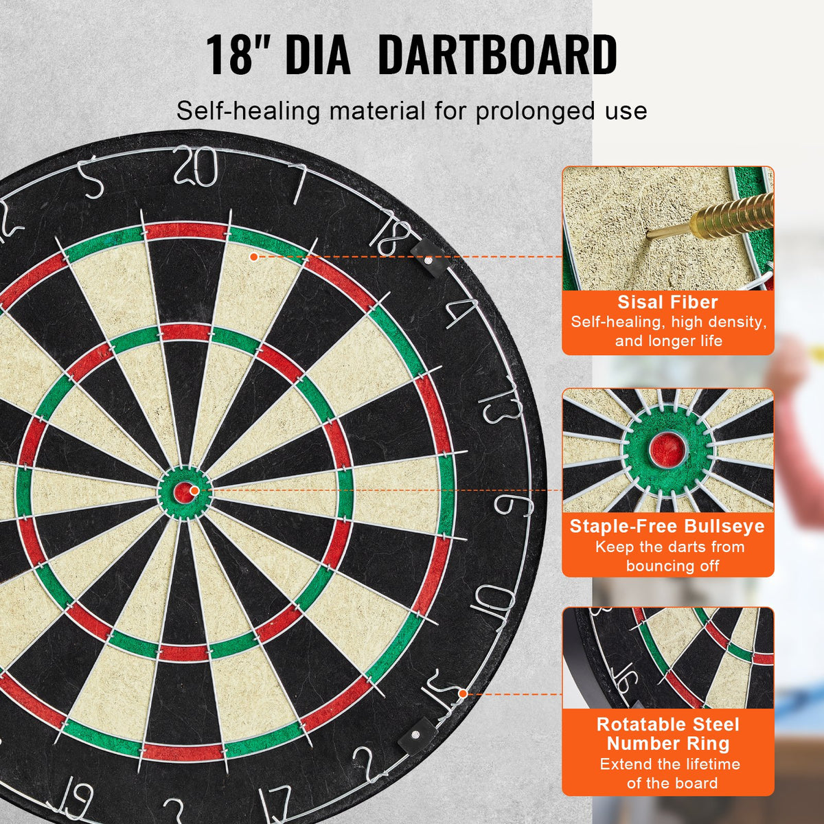 Darttavla och skåpset, färdigt att spela-paket Darttavlaskåp i officiell storlek, Stålspetsad darttavla med dolt skåp, Enkel montering, Komplett med alla tillbehör, Perfekt för cricketmatcher