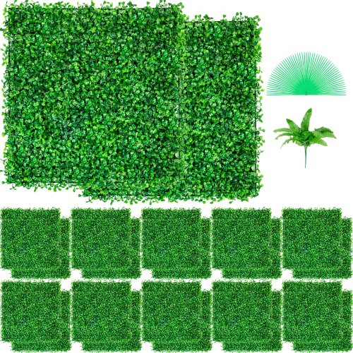 Konstgjord buxbompanel UV 24 st buxbomshäckväggpaneler konstgräs bakgrundsvägg 10"x10" 4 cm grön gräsvägg falsk häck för dekoration avskildhet staket inomhus utomhus trädgård bakgård