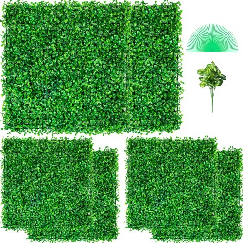 Konstgjord buxbompanel UV 6 st buxbomshäckväggpaneler, konstgräs bakgrundsvägg 20" x 20" 4 cm grön gräsvägg, konstgjord häck för dekoration avskildhet staket inomhus, utomhus trädgård bakgård