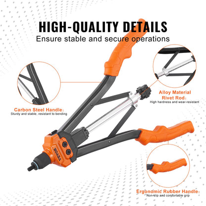 Rivet Nut Tool, 40.6cm Rivnut Tool Kit with 13PCS Metric and SAE Mandrels, 186PCS Rivet Nuts, M3, M4, 10-24, M5, M6, 1/4-20, 8-32, 5/16-18, M8, 3/8-16, M10, M12, 1/2-13, Semi-auto Retraction