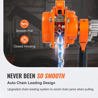 Manual Lever Chain Hoist, 1/4 Ton 550 lbs Capacity 1.5m Come Along, G80 Galvanized Carbon Steel with Weston Double-Pawl Brake, Auto Chain Leading & 360° Rotation Hook, for Garage Factory Dock