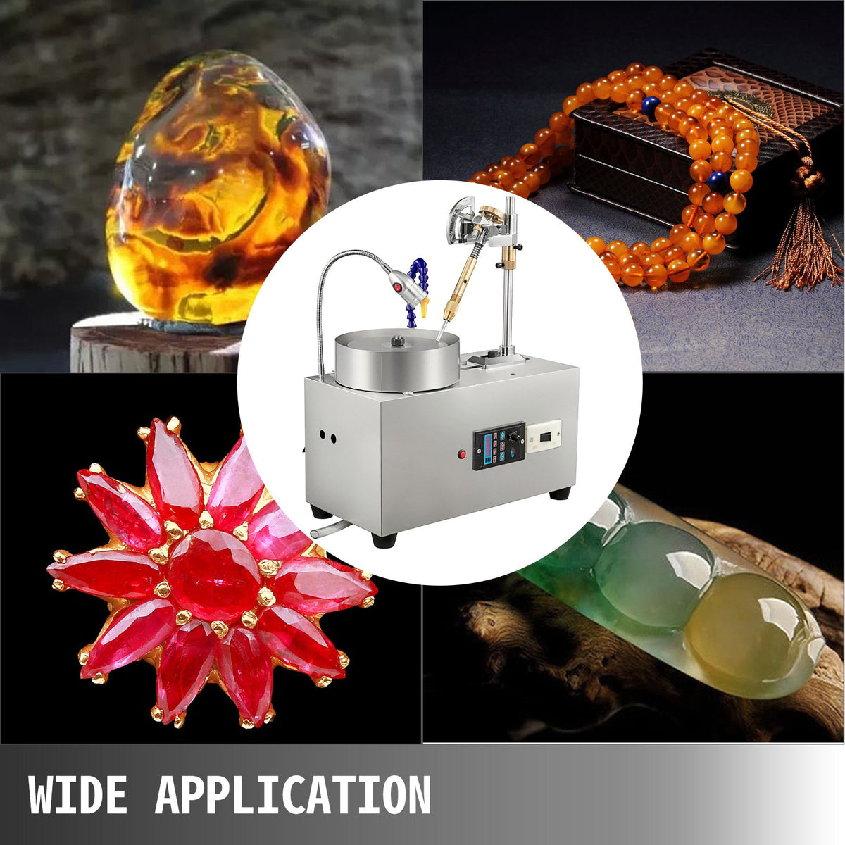 Gem Faceting Machine 6inch Jewelry Polisher Rock Polisher Gem Cutting Machine Lapidary Grinder Polisher Machine Lapidary Equipment with Water Pump Mechanical Handle for Gem Jade Stone Jewelry