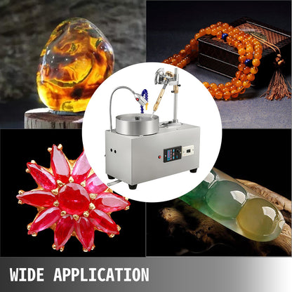 Gem Faceting Machine 6inch Jewelry Polisher Rock Polisher Gem Cutting Machine Lapidary Grinder Polisher Machine Lapidary Equipment with Water Pump Mechanical Handle for Gem Jade Stone Jewelry