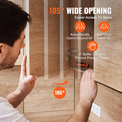 Cabinet Hinges, 40 Packs Partial Overlay Kitchen Cabinet Door Hinges, 105 Degree Opening Angel Soft Close Concealed Cupboard Hinges for Framed Cabinet Type, with Mounting Screws