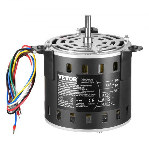 1/2 hk fläktmotor för ugn, 220 V 2,6 A, 1300 rpm 3-växlad, 10 mm axeldiameter, 20 mm axellängd, roterar moturs från axeländen, inkluderar CBB60 15 μF/450 V kondensator
