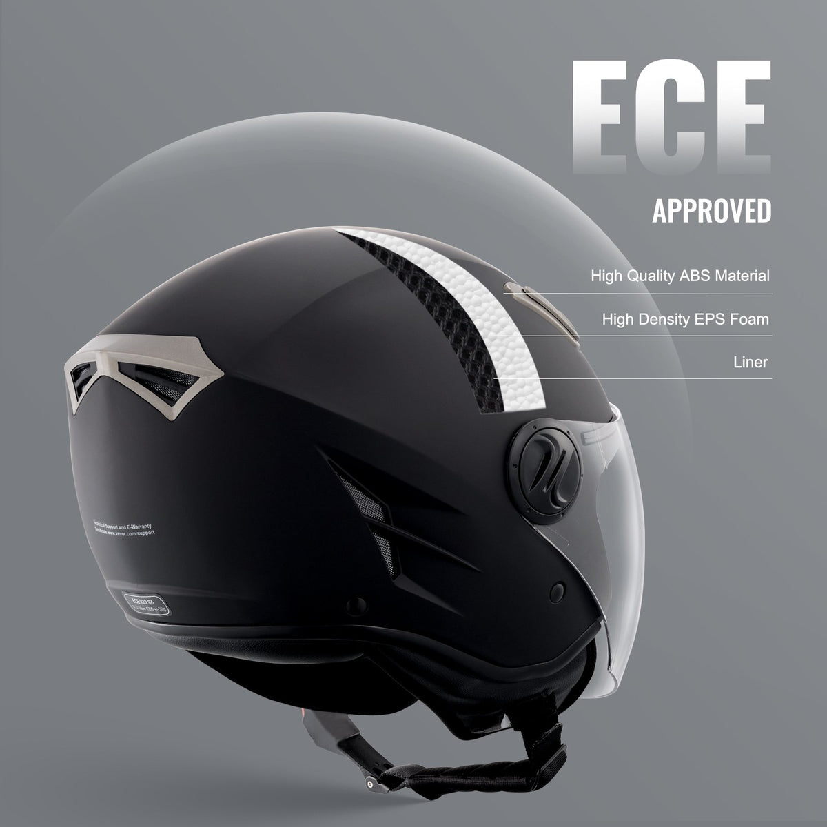 Motorcykelhjälm, 3/4-sidig, Smart Street ABS och högdensitetshjälm med Bluetooth-kommunikation och utbytbara linser, DOT-godkänd bekväm motocrosshjälm, lämplig för ungdomar och vuxna