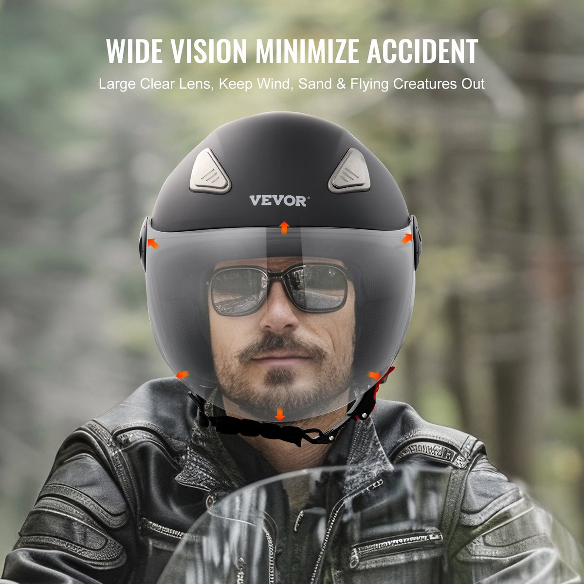 Motorcykelhjälm, 3/4-sidig, Smart Street ABS och högdensitetshjälm med Bluetooth-kommunikation och utbytbara linser, DOT-godkänd bekväm motocrosshjälm, lämplig för ungdomar och vuxna