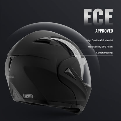 Motorcykelhjälm, omaskerad, Smart Street ABS och högdensitetshjälm med Bluetooth-kommunikation och utbytbart glas, DOT-godkänd bekväm motocrosshjälm, lämplig för ungdomar och vuxna
