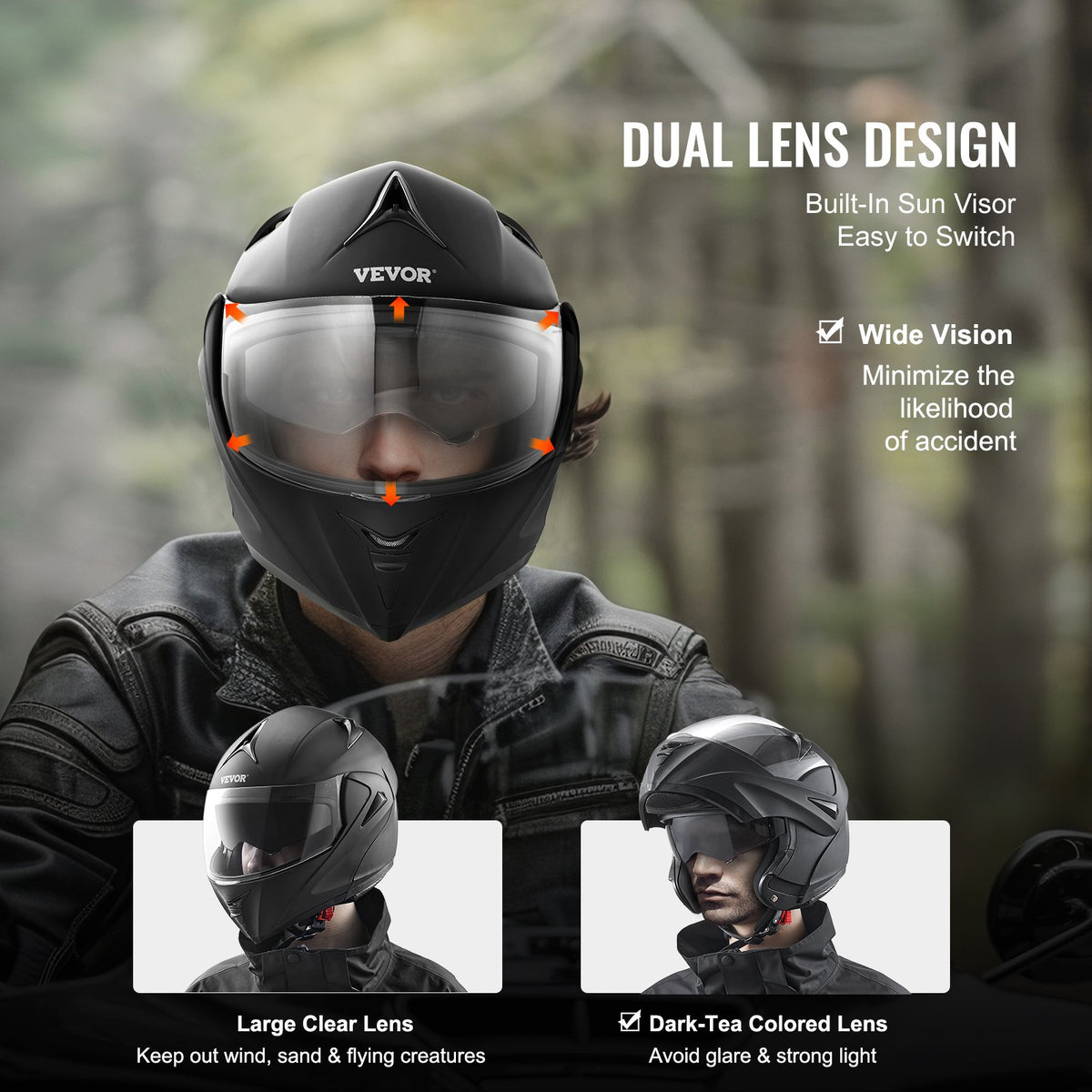 Motorcykelhjälm, omaskerad, Smart Street ABS och högdensitetshjälm med Bluetooth-kommunikation och utbytbart glas, DOT-godkänd bekväm motocrosshjälm, lämplig för ungdomar och vuxna