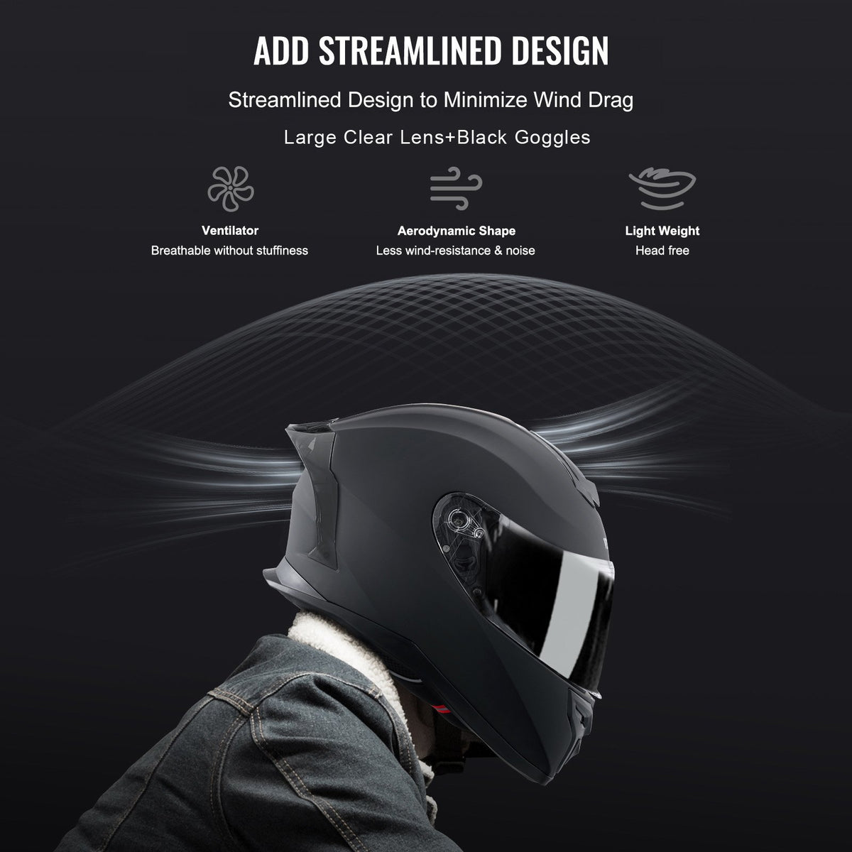 Motorcykelhjälm, integralhjälm, smart gatu-ABS och högdensitetshjälm med Bluetooth-kortplats och utbytbart glas, DOT-godkänd bekväm motocrosshjälm, lämplig för ungdomar och vuxna
