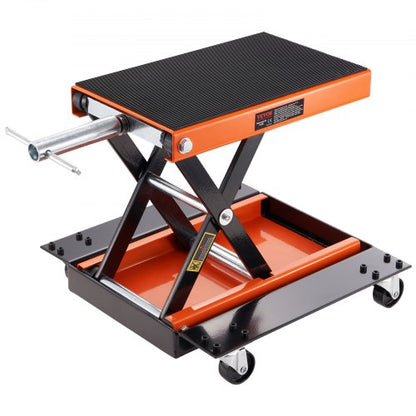Motorcycle Lift ATV Scissor Jack Dolly 499.5 kg Wide Deck & Hand Crank