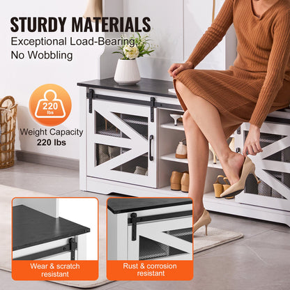 Hall Tree, Wooden Hall Tree with Bench and Shoe Storage, White Hall Tree with Coat Rack, Adjustable Shelves and 12 Hanging Hooks, Mudroom Furniture with USB Light Strip, for Entryway & Hallway