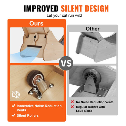 Kattträningshjul, stort löpband för inomhuskatter, 35,8 tums kattlöphjul med avtagbar matta och kattmatta för löpning/promenader/träning, lämplig för de flesta katter