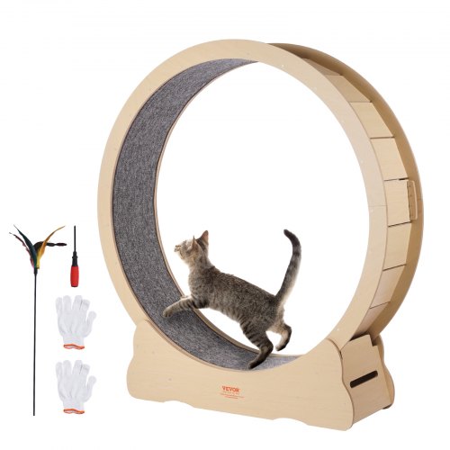 Träningshjul för katt, 52" stort löpband för katt för inomhuskatter, löphjul för katt med avtagbar matta och kattmatta för löpning/promenader/träning, lämplig för de flesta katter