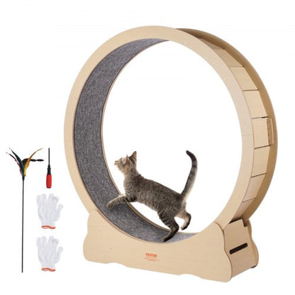 Träningshjul för katt, 52" stort löpband för katt för inomhuskatter, löphjul för katt med avtagbar matta och kattmatta för löpning/promenader/träning, lämplig för de flesta katter