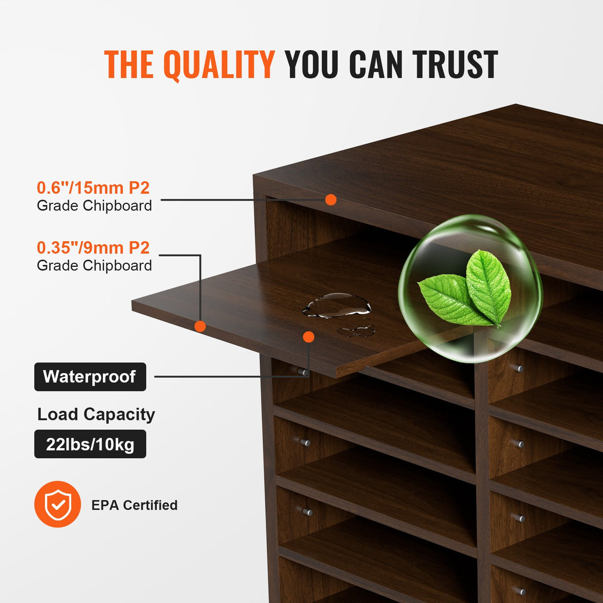 Literature Organizers, 12 Compartments Office Mailbox with Adjustable Shelves, Wood Literature Sorter 20.4x12x16.1 inches for Office, Home, Classroom, Mailrooms Organization, EPA Certified Brown