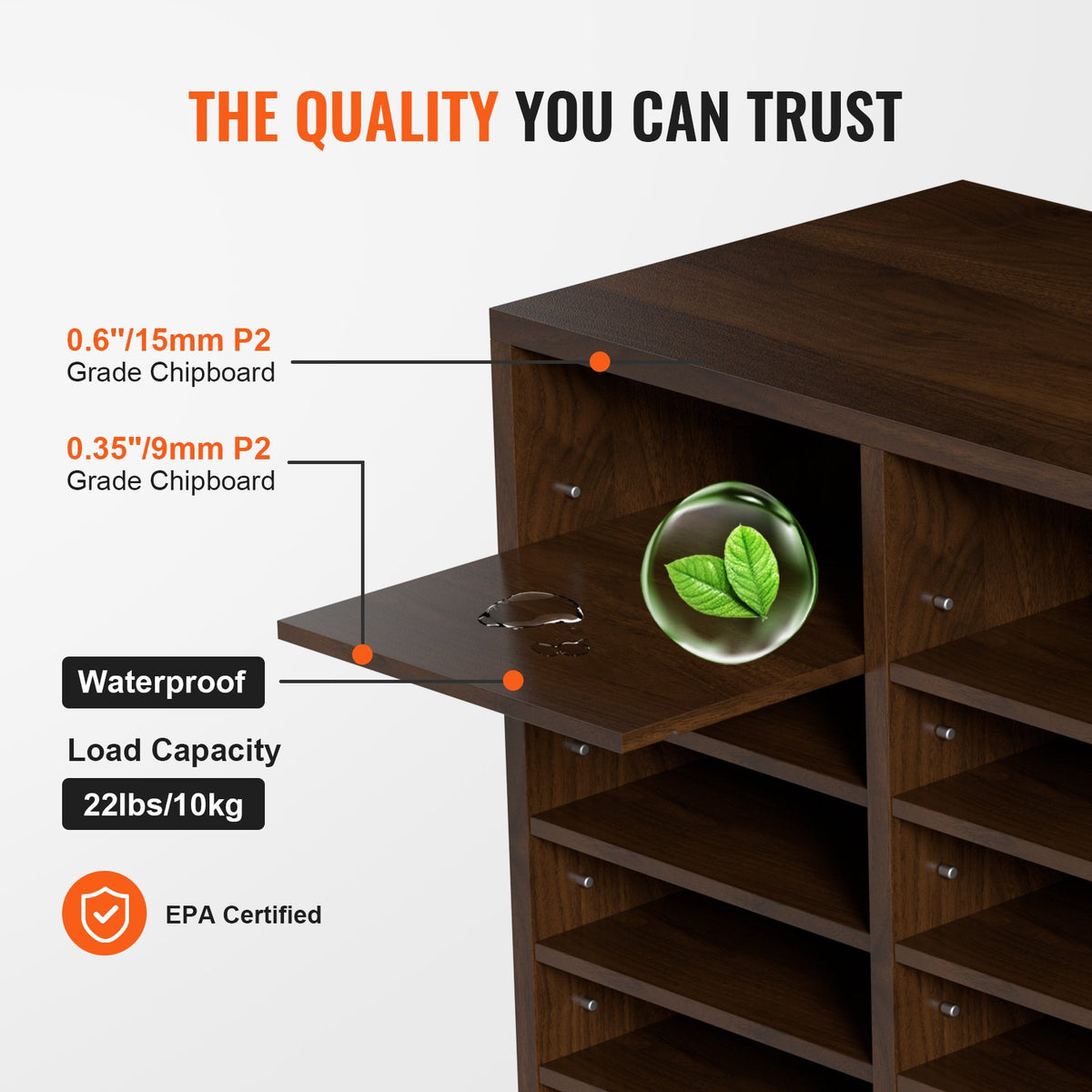 Literature Organizers, 24 Compartments Office Mailbox with Adjustable Shelves, Wood Literature Sorter 73.7 x 30.5 x 62.0 cm for Office, Home, Classroom, Mailrooms Organization, EPA Certified, Brown