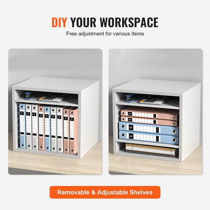 Literature Organizers, 5 Compartments Office Mailbox with Adjustable Shelves, Wood Literature Sorter 35.3 x 30.5 x 33.0 cm for Office, Home, Classroom, Mailrooms Organization, EPA Certified, White