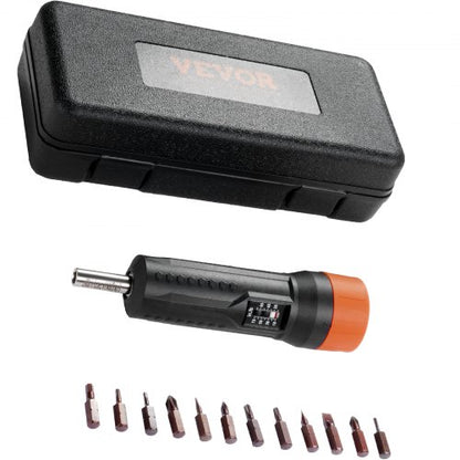 1/4" momentskruvmejselsats | Momentjusteringsområde 10-70 in-lbs | Momentskruvmejsel i steg om 1 in-lb | Bitssats med fönster, 12 bits och fodral, magnetisk funktion