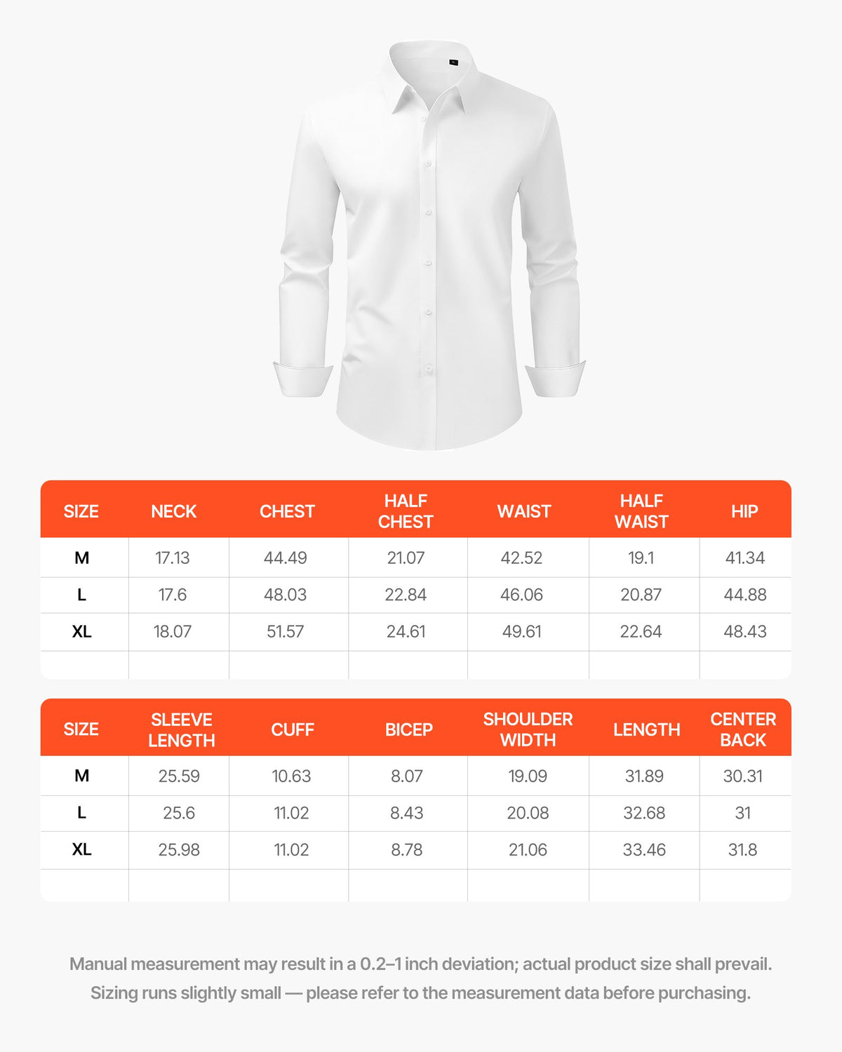 Men's Button Up Shirt, Mens Long Sleeve Wrinkle-free Button Down Dress Shirts, Slim Fit Soft Stretch Fabric for Business Casual or Formal, Work, Wedding, Dinner, White