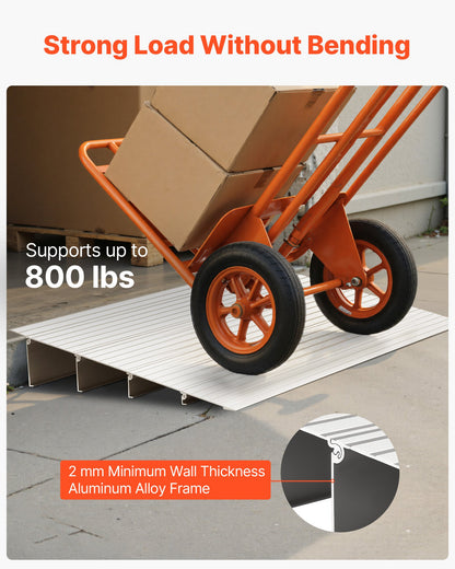Tröskelramp, 115 mm höjd, tröskelramp i aluminiumlegering, nominell lastkapacitet 363 kg, handikappramper för hemmet, steg för rullstolar, skotrar, elstolar, rullatorer, cykel, trehjuling