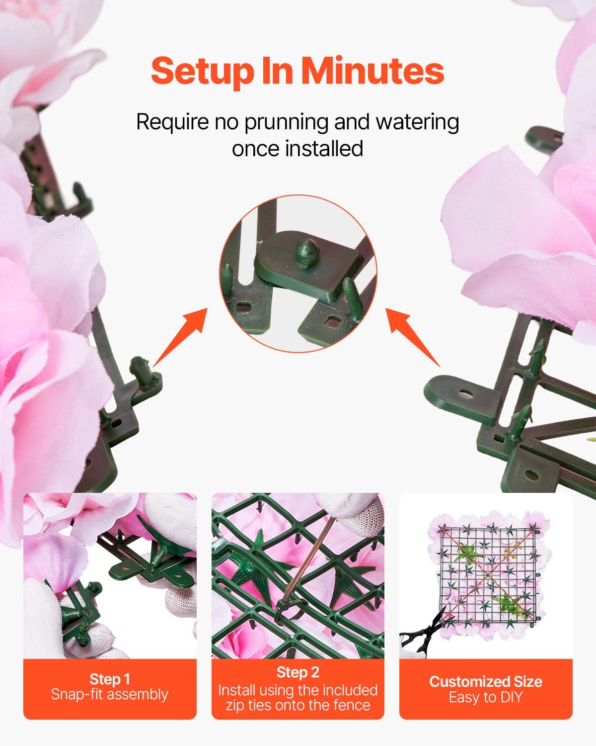 3D-blomväggpanel, 12 st 15 x 15 tum, konstgjord blomväggbakgrundsnätmatta, sömlös design och enkel installation för bröllop, alla hjärtans dag, hem, babyfest, bakgrundsdekor, rosa