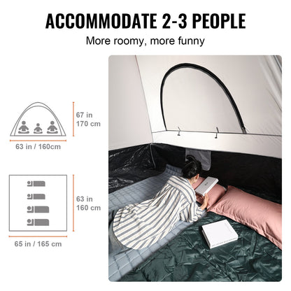 Truck Bed Tent, 5.5'-6' Pickup Truck Tent with Rain Layer and Carry Bag, Waterproof PU2000mm Double Layer Truck Tent for Camping, Accommodate 2-3 Person, for Camping Traveling Outdoor Activities
